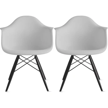 Set of 2 EIFFEL Plastic Black Wood Legs Arm Chair
