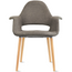 Organic Fabric Upholstered Dining Armchair, Light Wood Leg Base