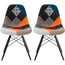 Set of 2, Upholstered Plastic Seat EIFFEL Wood Leg Base Sam Side Chair