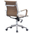 Modern Office Desk Chair Mid Back Ribbed PU Leather Conference Task Armchair with Swivel Tilt & Adjustable Height
