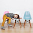 Set of 2 Kids Chairs Toddler Size Plastic Dining Room or Craft Chairs With Natural Wooden Legs