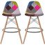 Set of 2, Natural EIFFEL Wood Patchwork Bar Stool - 29" Seat Height