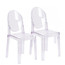 Set of 2, Plastic Transparent Victorian Style Side Armless Chair