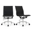 Set of 2 Adjustable Height Mid-Back Armless Office Ribbed Chair