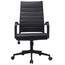 High Back Swivel Padded Ribbed Leather Office Chair on Black Base