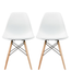 Set of 2 Plastic Seat Natural Wooden EIFFEL Leg Armless Side Chair