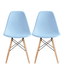 Set of 2 Plastic Seat Natural Wooden EIFFEL Leg Armless Side Chair