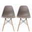 Set of 2 Plastic Seat Natural Wooden EIFFEL Leg Armless Side Chair