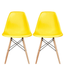 Set of 2 Plastic Seat Natural Wooden EIFFEL Leg Armless Side Chair