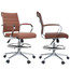 Set of 2 Office Arm Chair Ribbed Open Mid Back With Wheels Chrome Foot Rest