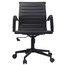 Set of 2 Modern Office Desk Chairs Mid Back Ribbed PU Leather Armchairs  All Black