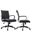 Set of 2 Mid Back Ribbed With Arms Leather Office Chair on Black Base