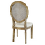 French Country Upholstered Round Seat Dinning Chair With Oval Rattan Back