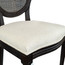 French Country Upholstered Round Seat Dinning Chair With Oval Rattan Back
