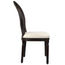French Country Upholstered Round Seat Dinning Chair With Oval Rattan Back