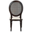 French Country Upholstered Seat Dinning Room Chair With Oval Rattan Back (Set of 2)