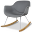 Modern Rocking Chair Molded Plastic Armchair with Wooden Rockers and White Metal Frame, Gray