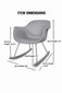 Modern Rocking Chair Molded Plastic Armchair with Wooden Rockers and White Metal Frame, Gray