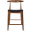 2xhome Solid Wood Farmhouse Counter Stool with PU Leather Cushion Seat, Modern Accent Dining Elbow Chair Barstool