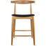 2xhome Solid Wood Farmhouse Counter Stool with PU Leather Cushion Seat, Modern Accent Dining Elbow Chair Barstool