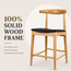 2xhome Solid Wood Farmhouse Counter Stool with PU Leather Cushion Seat, Modern Accent Dining Elbow Chair Barstool