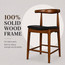 2xhome Solid Wood Farmhouse Counter Stool with PU Leather Cushion Seat, Modern Accent Dining Elbow Chair Barstool