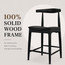 2xhome Solid Wood Farmhouse Counter Stool with PU Leather Cushion Seat, Modern Accent Dining Elbow Chair Barstool