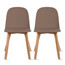 Set Of 2 Armless Plastic Dining Chair Natural Wood Legs