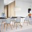 Set of 2 Modern Dining Side Chair with Armless PU Leather Cushion Seat and Wooden Legs