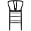 Wishbone Wood Elbow Barstool with Y Back, Woven Black Seat