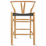 Set Of 2 Wishbone Wood Elbow Barstool with Y Back, Woven Black Seat