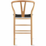 Set Of 2 Wishbone Wood Elbow Barstool with Y Back, Woven Black Seat