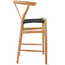 Set Of 2 Wishbone Wood Elbow Barstool with Y Back, Woven Black Seat