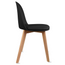 Armless Plastic Dining Chair With Wooden Legs and PU Leather Cushion Seat