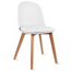 Armless Plastic Dining Chair With Wooden Legs and PU Leather Cushion Seat