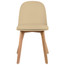 Armless Plastic Dining Chair With Wooden Legs and PU Leather Cushion Seat