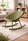 Set of 2 Mid-Century Modern Plastic Lounge Chair Plastic Legs with Breathable Perforated Egg Shaped Seat for Indoor/Outdoor Use