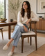 Set Of 2 Modern Wooden Dining Room Elbow Chair With Fabric Beige Seat (Unassembled)