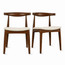 Set Of 2 Modern Wooden Dining Room Elbow Chair With Fabric Beige Seat (Unassembled)