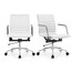 Set of 2 Modern Mid Back Ribbed PU Leather Office Armchairs Adjustable Height