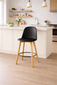 2xhome - 25" Seat Height Chair Style Molded Plastic Modern Counter Stools with Backs Armless Natural Legs Wood Eiffel Legs Dowel-Leg 