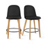 2xhome - Set of 2 25" Seat Height Chair Style Molded Plastic Modern Counter Stools with Backs and Cushion Armless Natural Legs Wood Eiffel Legs Dowel-Leg 