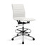 Modern Drafting Chair | Upholstered PU Leather Ribbed Mid Back with Tall Adjustable Base & Leg Rest | Tilt Lock, Swivel 