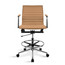 Modern Drafting Chair | Upholstered PU Leather Ribbed Mid Back with Tall Adjustable Base & Leg Rest | Tilt Lock, Swivel 