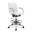 Modern Drafting Chair | Upholstered PU Leather Ribbed Mid Back with Tall Adjustable Base & Leg Rest | Tilt Lock, Swivel 