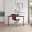 Set of 2 Modern Drafting Chair | Upholstered PU Leather Ribbed Armless Mid Back with Tall Adjustable Base & Leg Rest