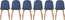 Set of 6 Modern Dining Side Chair with Armless PU Leather Cushion Seat and Wooden Legs
