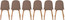 Set Of 6 Armless Plastic Dining Chair Natural Wood Legs