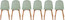 Set Of 6 Armless Plastic Dining Chair Natural Wood Legs