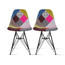 Set of 2, EIFFEL Black Wire Patchwork Side Chairs ANN